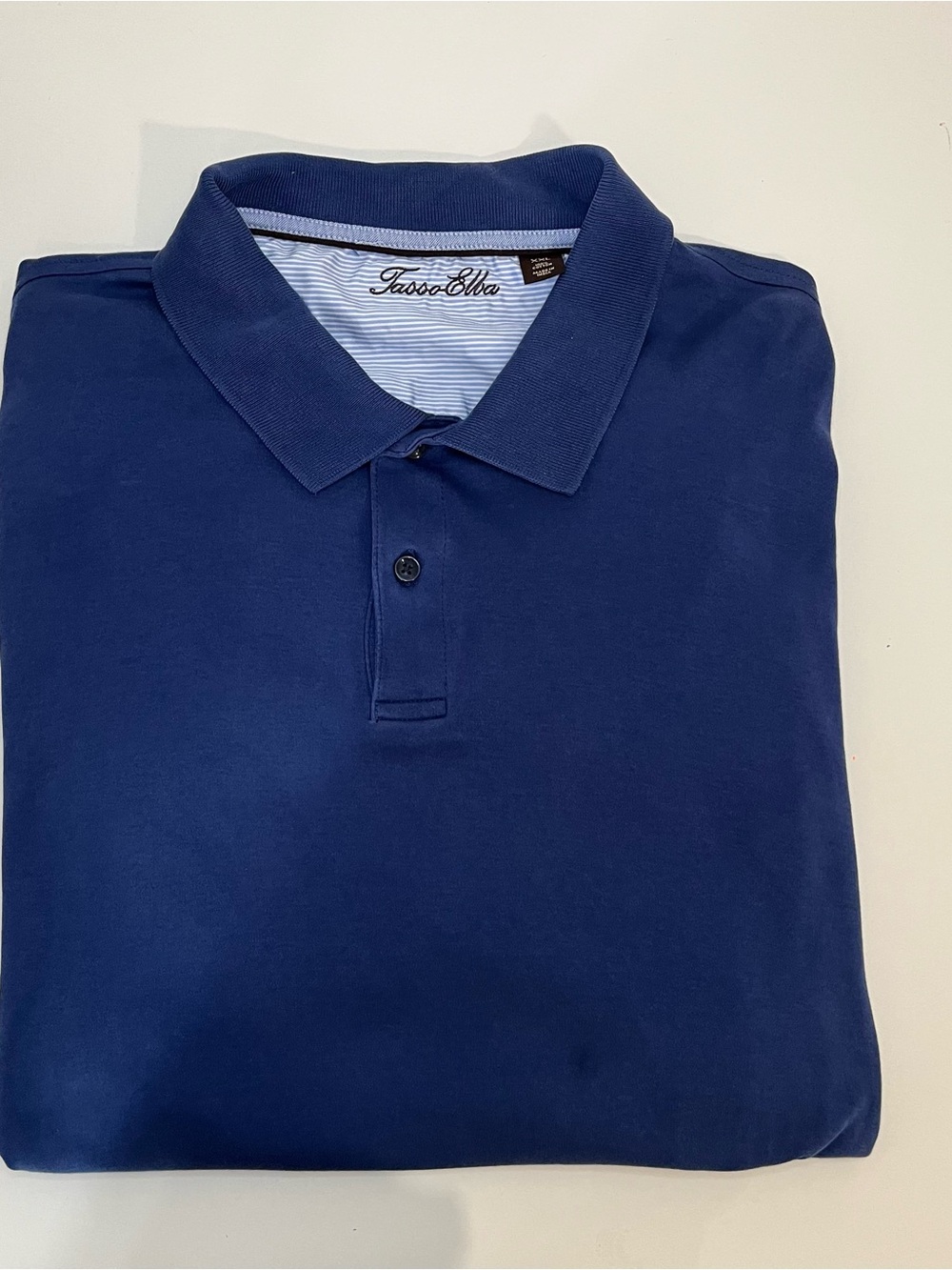 Tasso Elba Mens XXL Long Sleeve Blue Polo Shirt